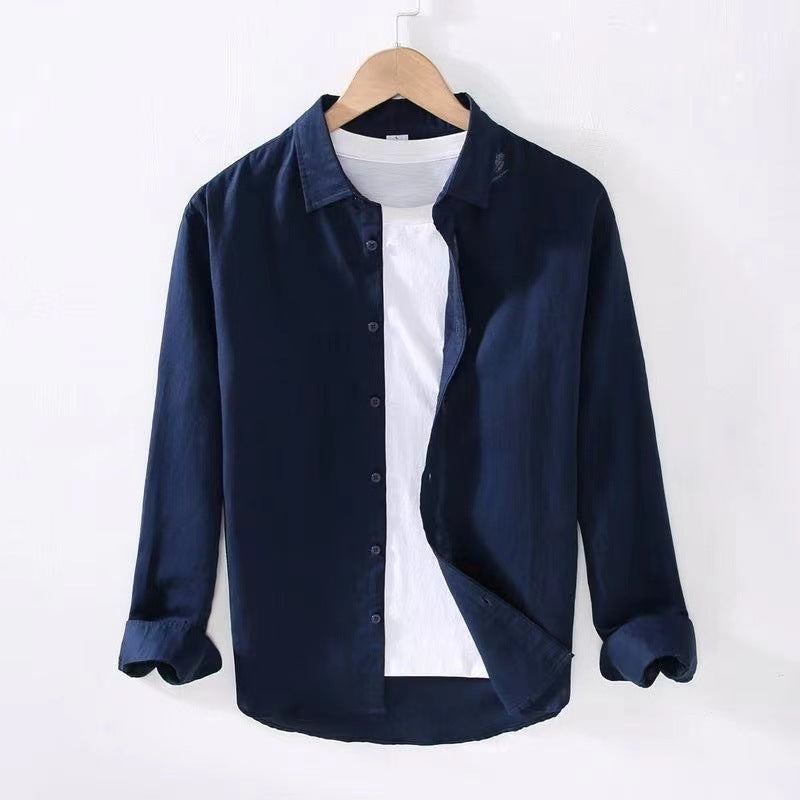 Men's casual cotton shirt with modern cut and practical details Lisslune