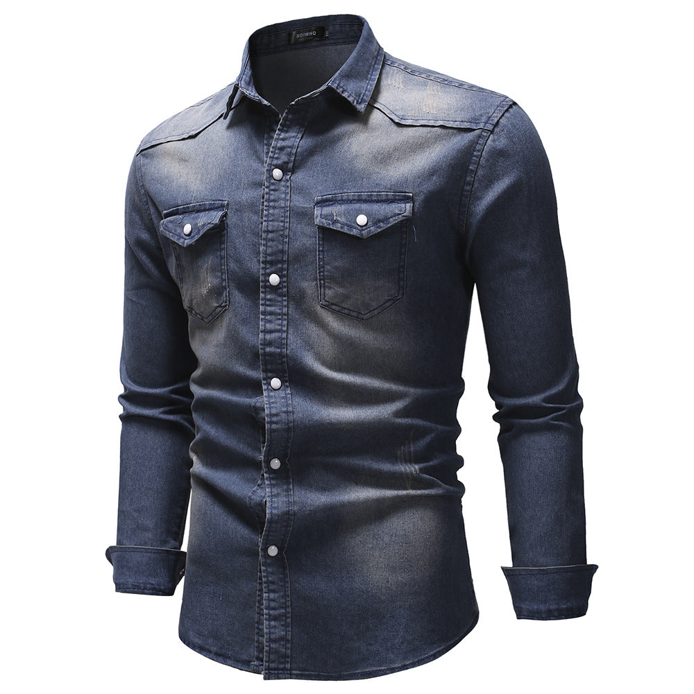 Men's denim shirt with modern details and practical pockets Lisslune