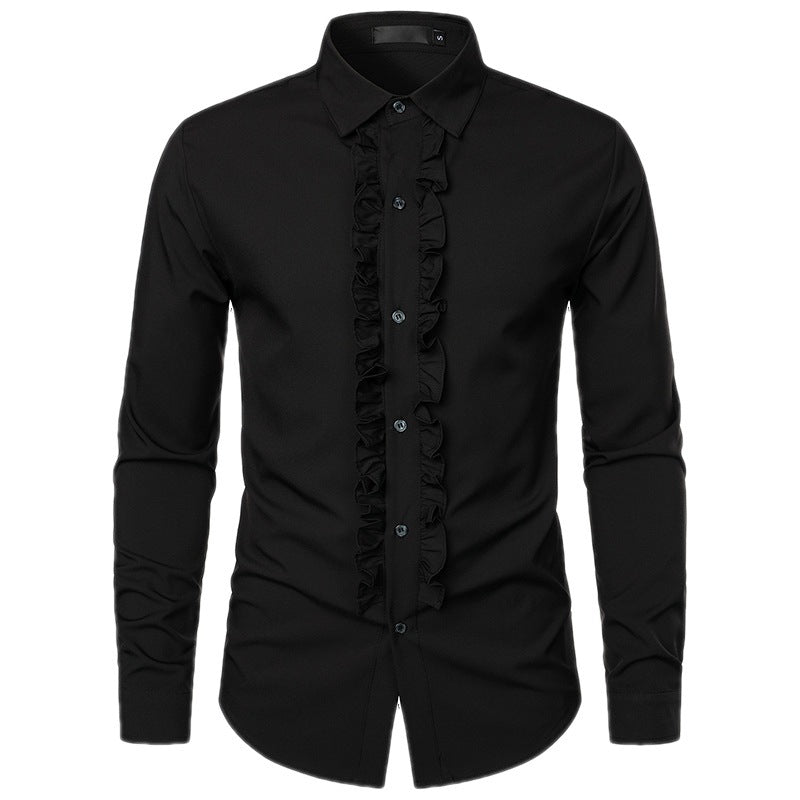 Men's Elegant Shirt with Ruffle Details Lisslune