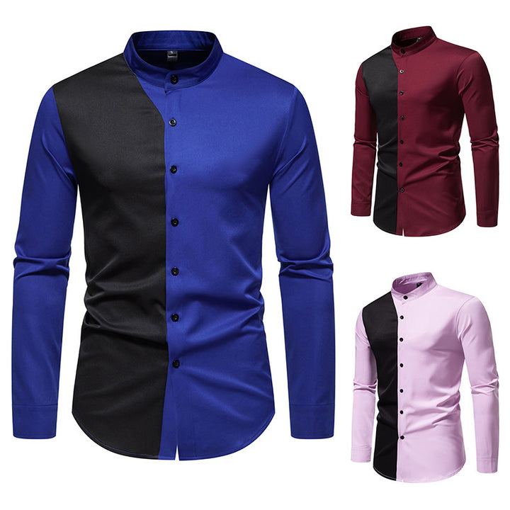 Men's long-sleeve shirt with modern color block design Lisslune