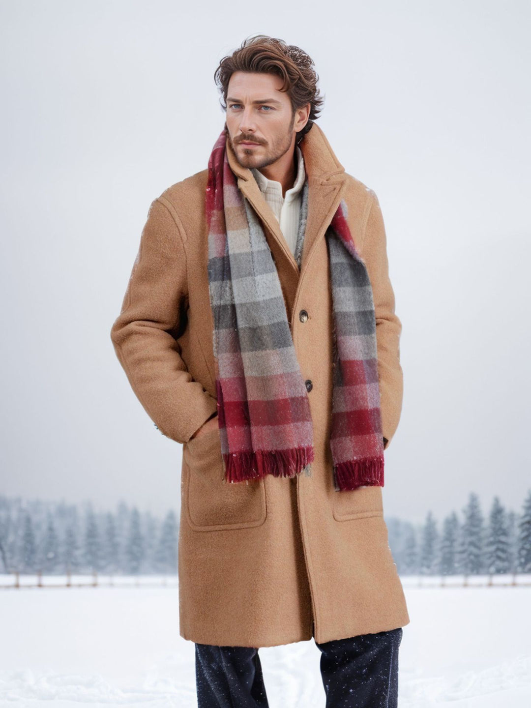 Men's elegant wool coat with double button placket and practical side pockets Lisslune