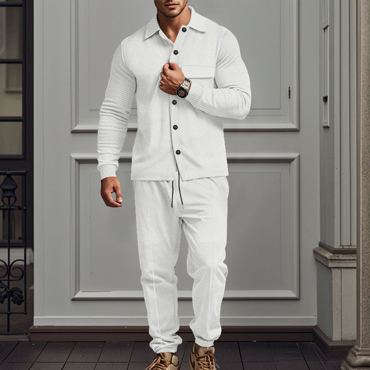 Men's casual pajama set with elegant button details Lisslune