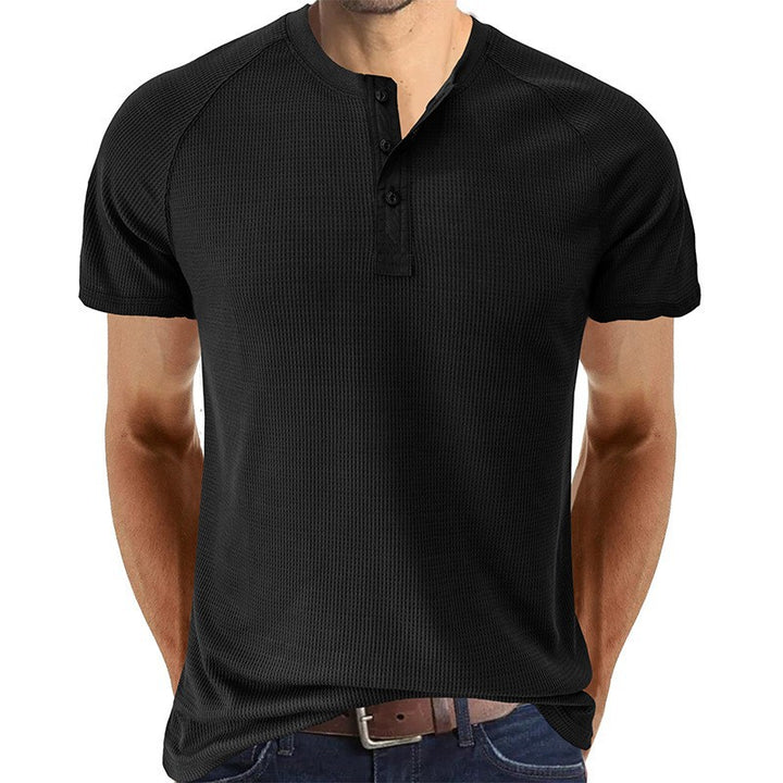 Men's short-sleeve shirt with fashionable button closure and textured fabric Lisslune