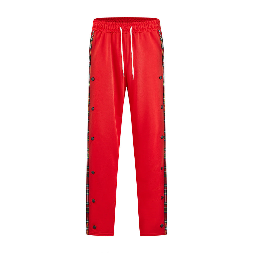 Men's Sporty Jogging Pants with Snap Button Design and Elastic Waistband Lisslune