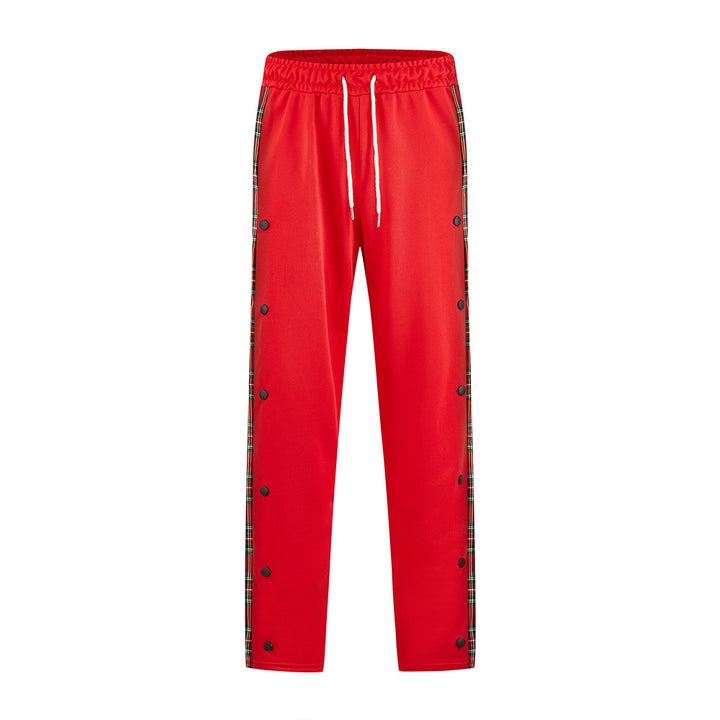 Men's Sporty Jogging Pants with Snap Button Design and Elastic Waistband Lisslune