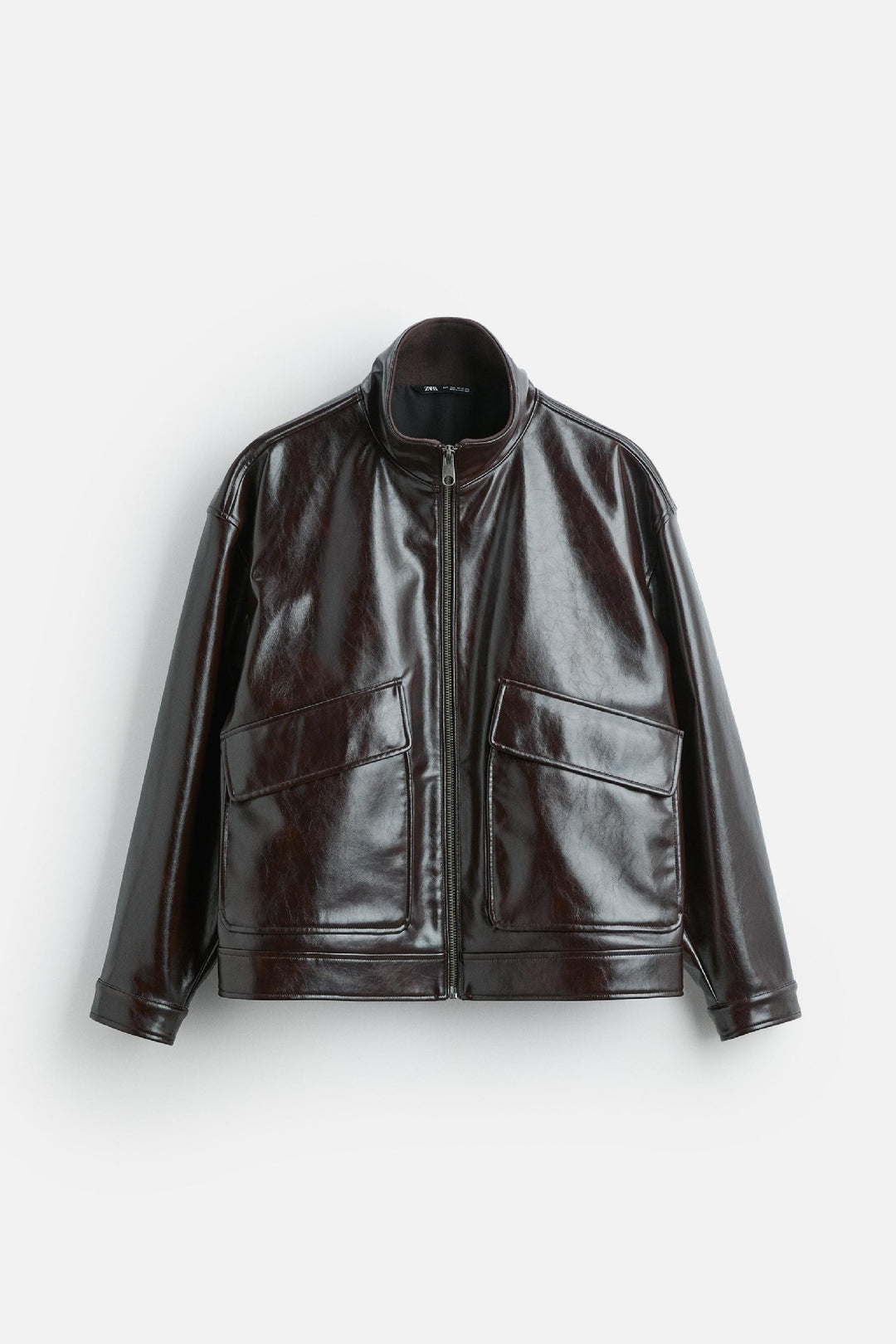 Men's biker jacket made of premium synthetic leather with practical flap pockets Lisslune