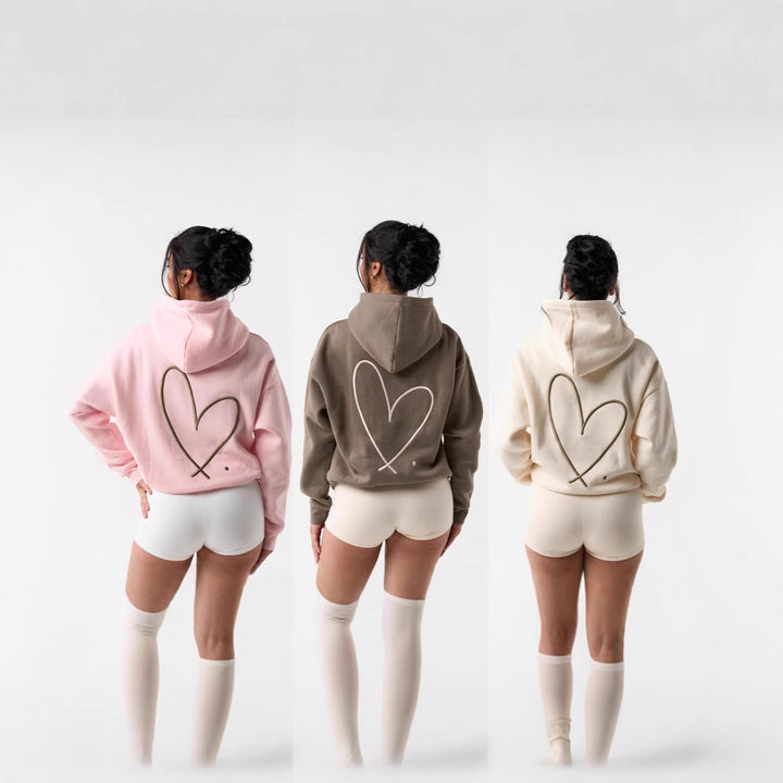 Women's hoodie sweatshirt with large heart design and comfortable short shorts Lisslune