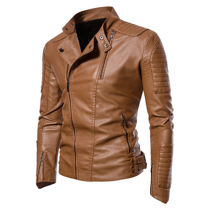 Men's biker jacket in modern design with sturdy zippered pockets Lisslune