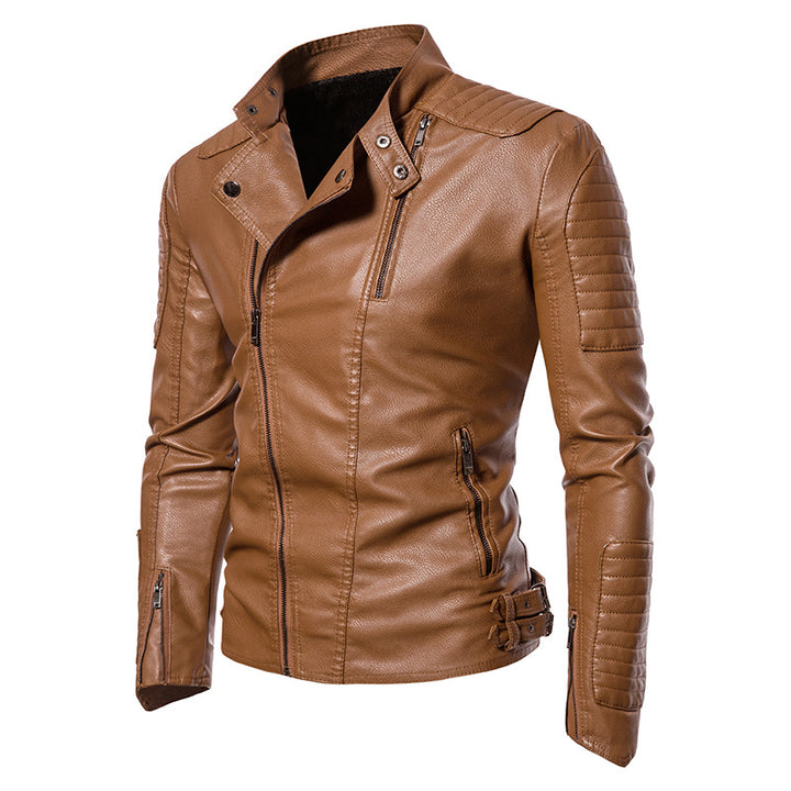 Men's biker jacket in modern design with sturdy zippered pockets Lisslune