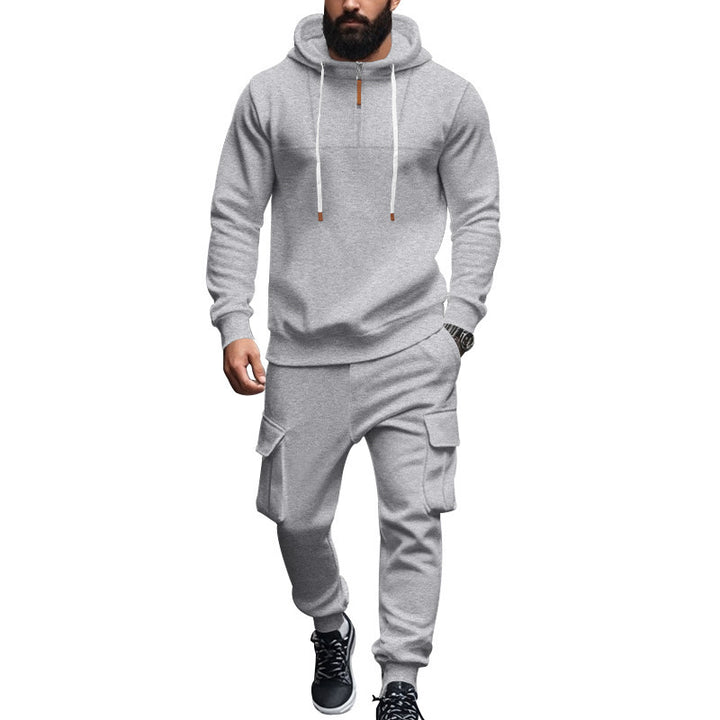 Men's leisure suit with hood and functional cargo pockets Lisslune