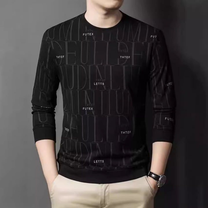 Men's fashionable crew neck sweater with graphic lettering Lisslune