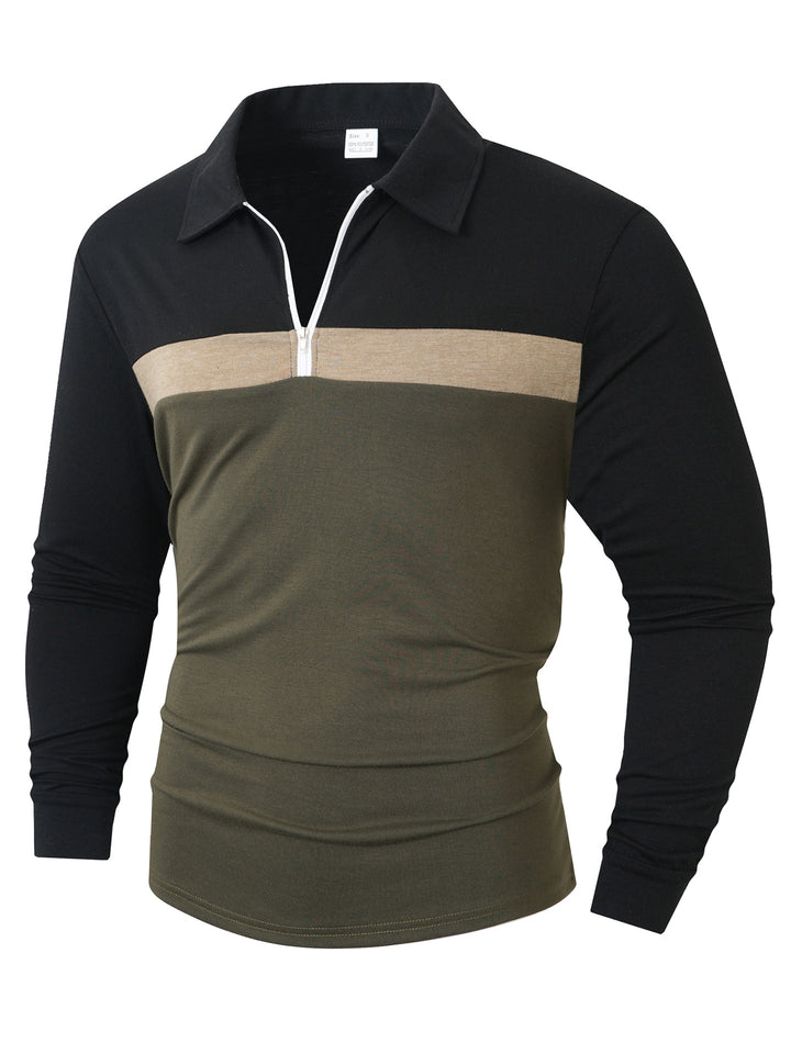 Men's Sporty Long Sleeve Shirt with Zipper Lisslune