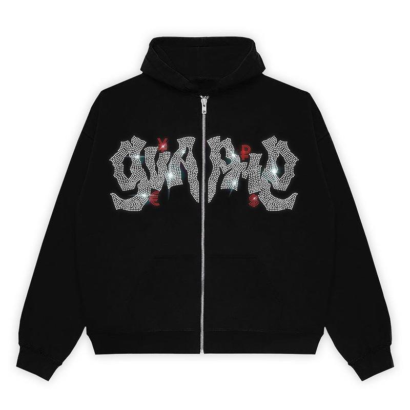 Women's hoodie with elegant glitter design and full-length zipper Lisslune