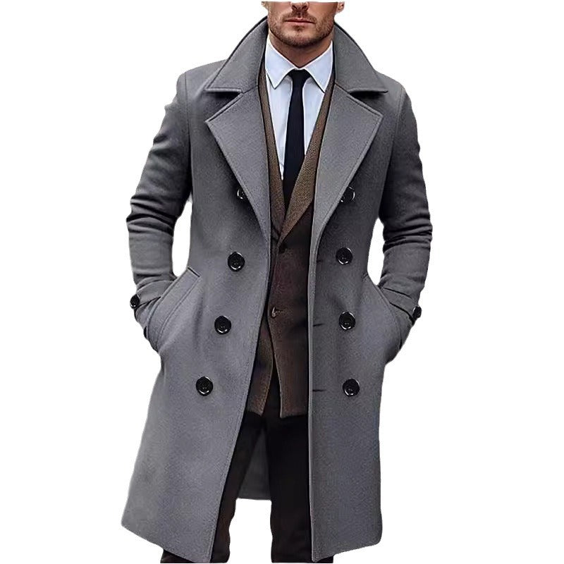 Men's double-breasted wool coat with classic cut and elegant details Lisslune