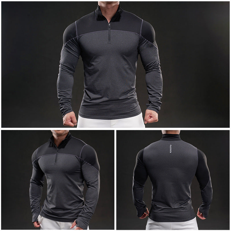 Men's functional long-sleeve shirt with high collar and zipper Lisslune