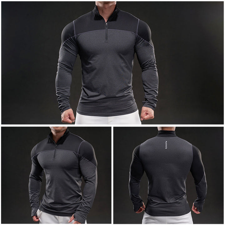 Men's functional long-sleeve shirt with high collar and zipper Lisslune