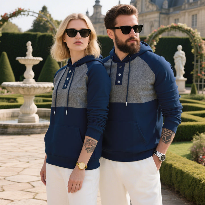 Men's hoodie with button placket and sporty design Lisslune