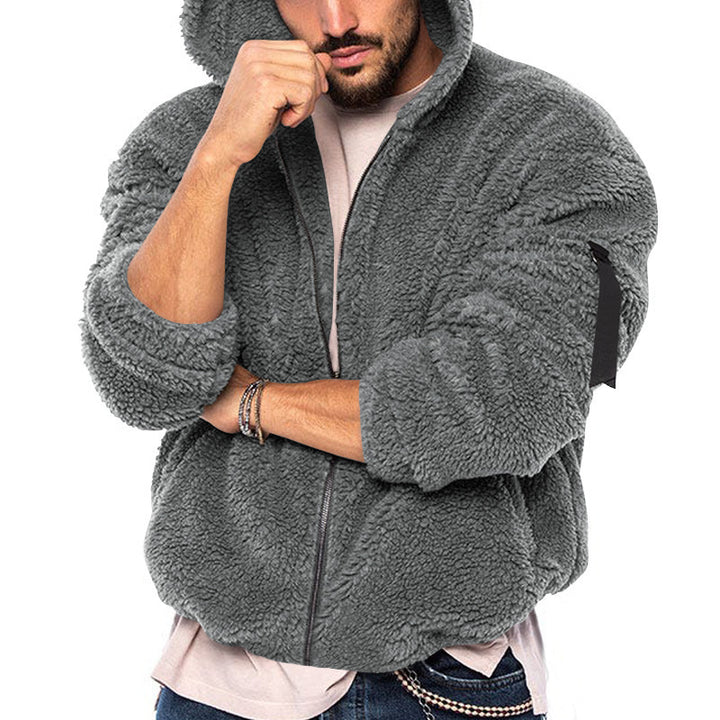 Men's cuddly teddy fleece hoodie Lisslune