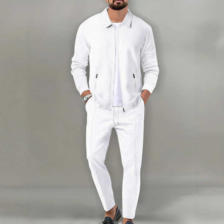 Men's sporty suit set with fashionable zipper and elastic waistband Lisslune