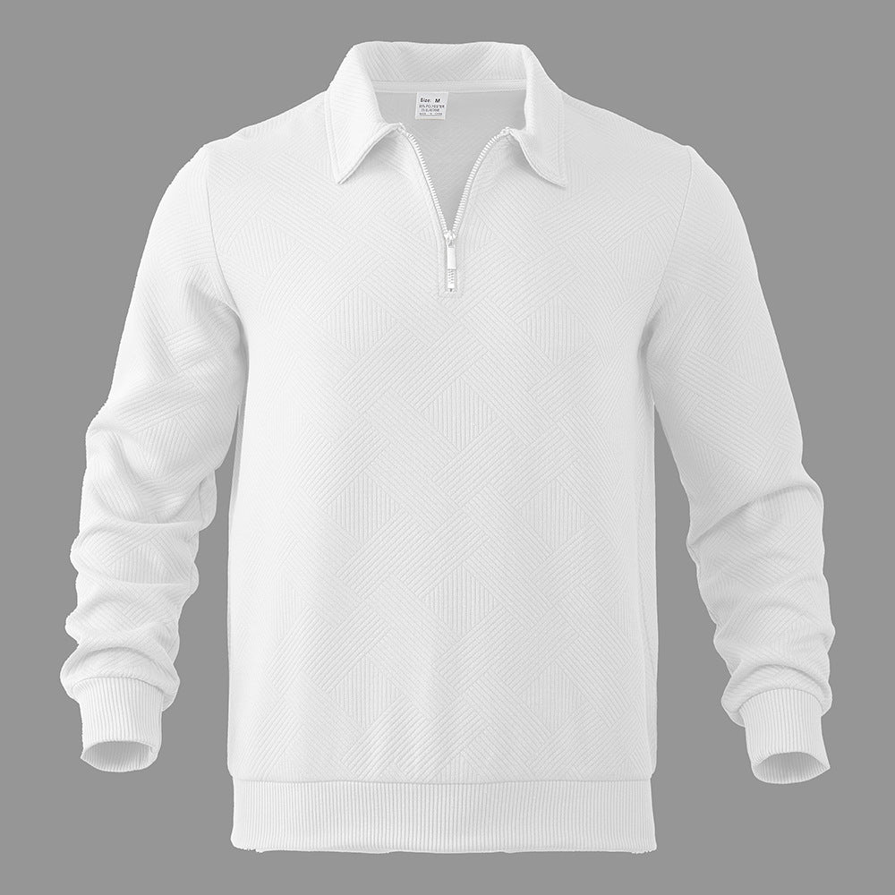 Men's elegant stand collar sweater with zipper and textured design Lisslune