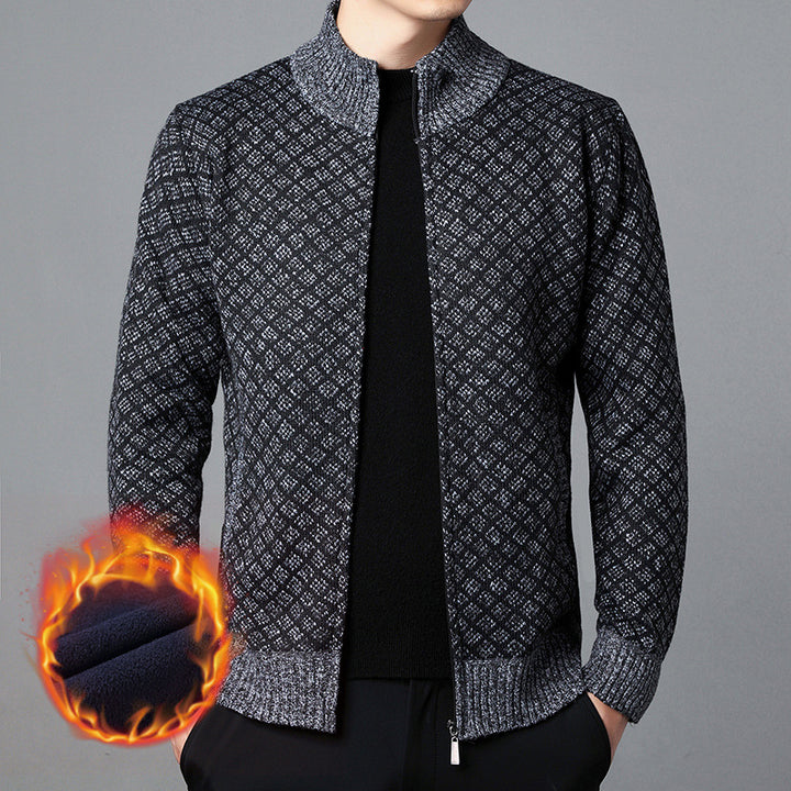 Men's cardigan with high collar and innovative pattern Lisslune