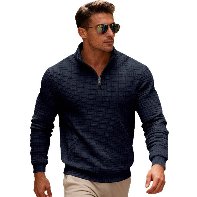 Men's fleece pullover with high collar and practical zipper Lisslune