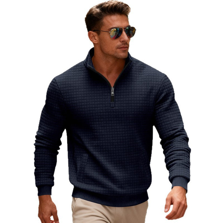 Men's fleece pullover with high collar and practical zipper Lisslune