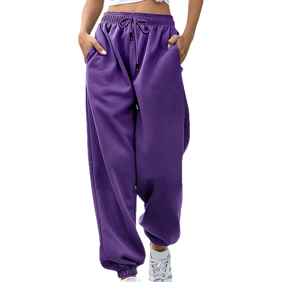 Women's casual sweatpants with high waistband and side zipper pockets Lisslune