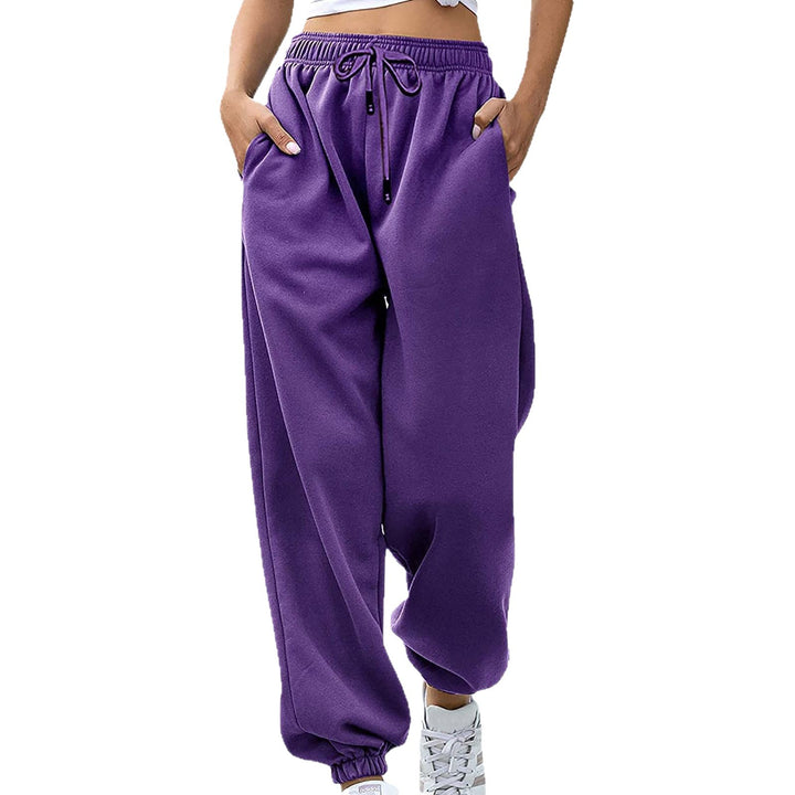 Women's casual sweatpants with high waistband and side zipper pockets Lisslune