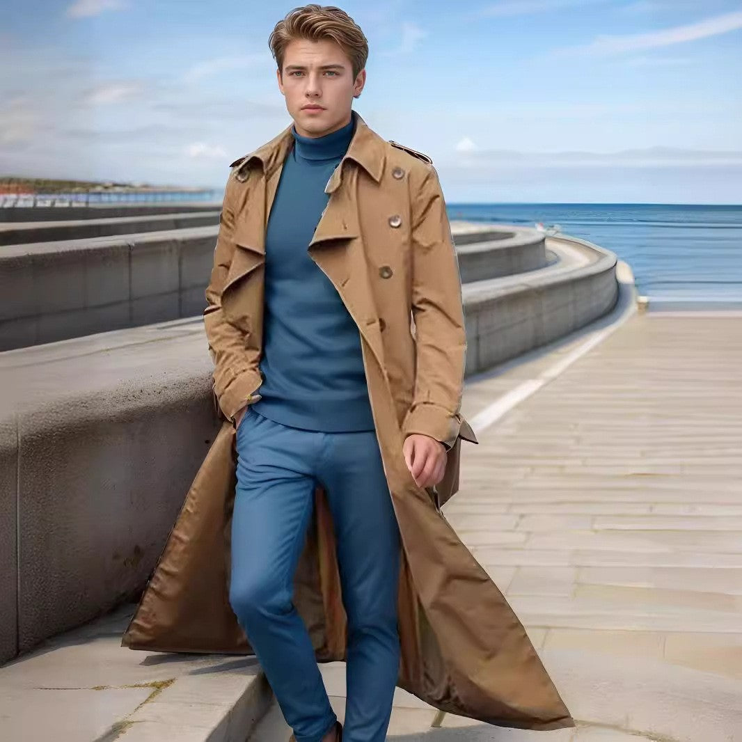 Men's Elegant Long Trench Coat Skorter
