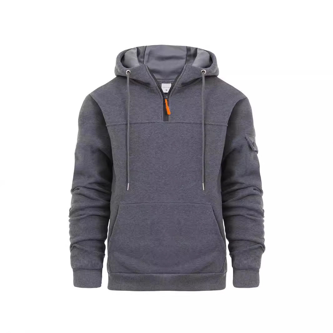 Men's Hoodie with Structured Cut and Functional Zip Pockets Lisslune