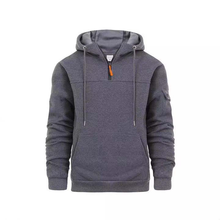 Men's Hoodie with Structured Cut and Functional Zip Pockets Lisslune