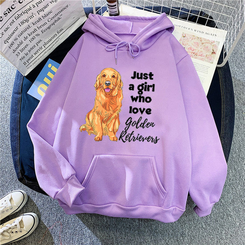 Women's Hoodie with Loving Golden Retriever Motif Lisslune