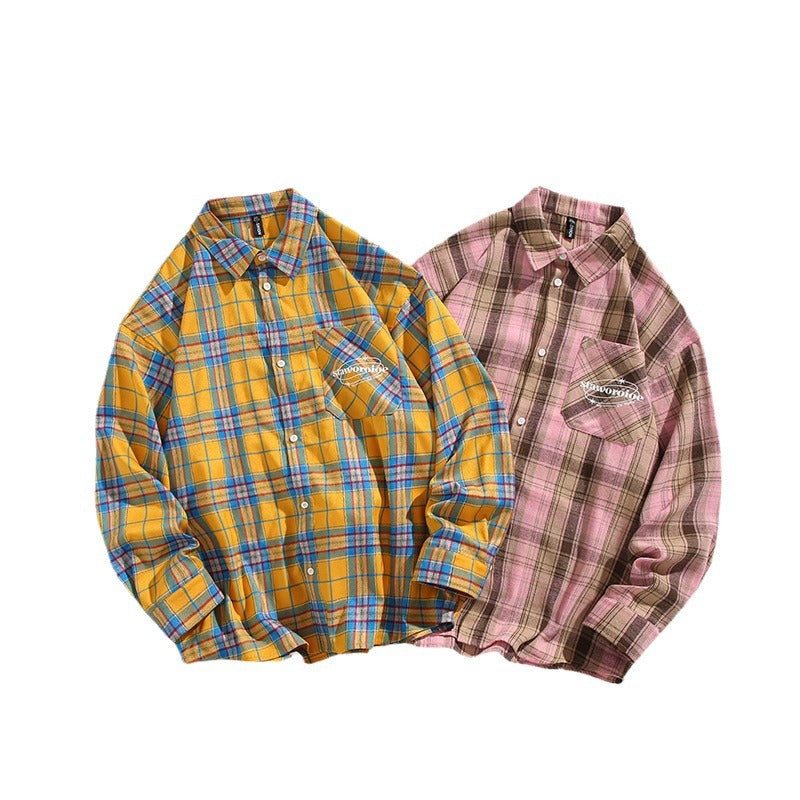Men's checkered casual shirt with open collar and chest pocket Lisslune
