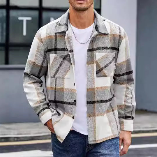 Men's casual checkered pattern shirt jacket Lisslune