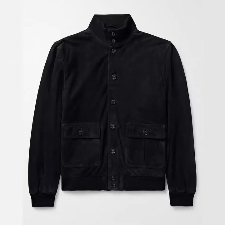 Men's fashionable suede jacket with textured design Lisslune