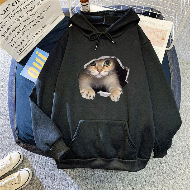 Women's hoodie with unique cat design Lisslune