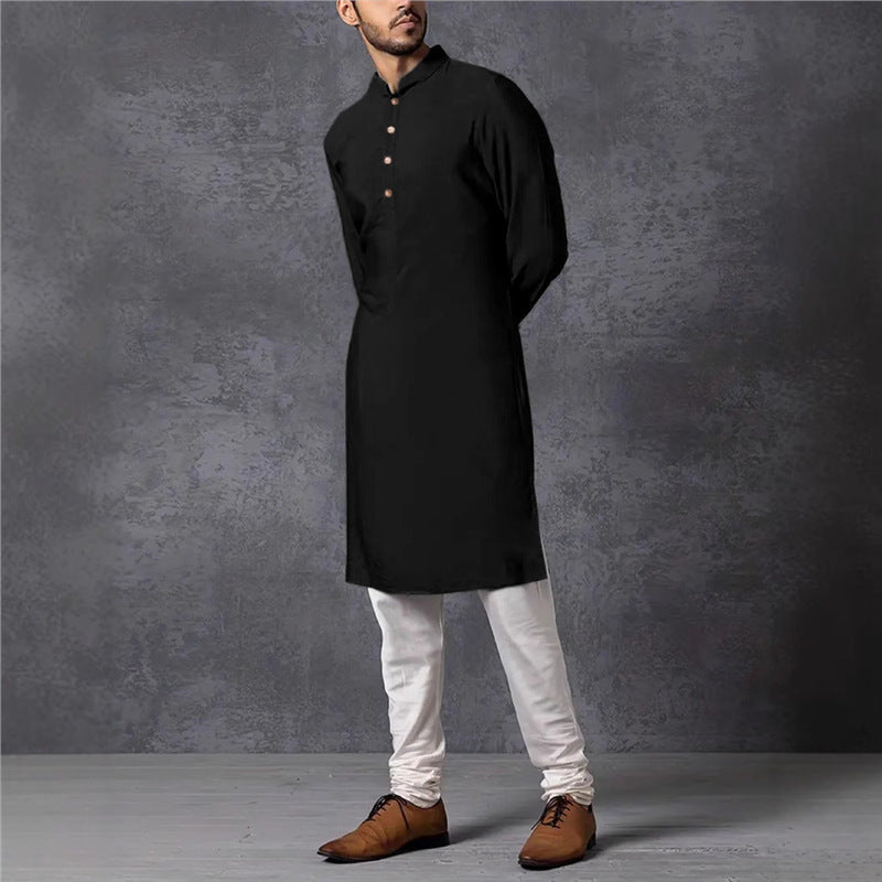 Men's elegant and fashionable kurta with high collar and button details Lisslune