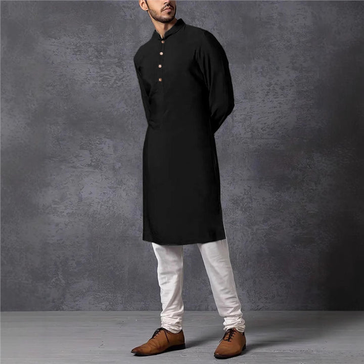 Men's elegant and fashionable kurta with high collar and button details Lisslune