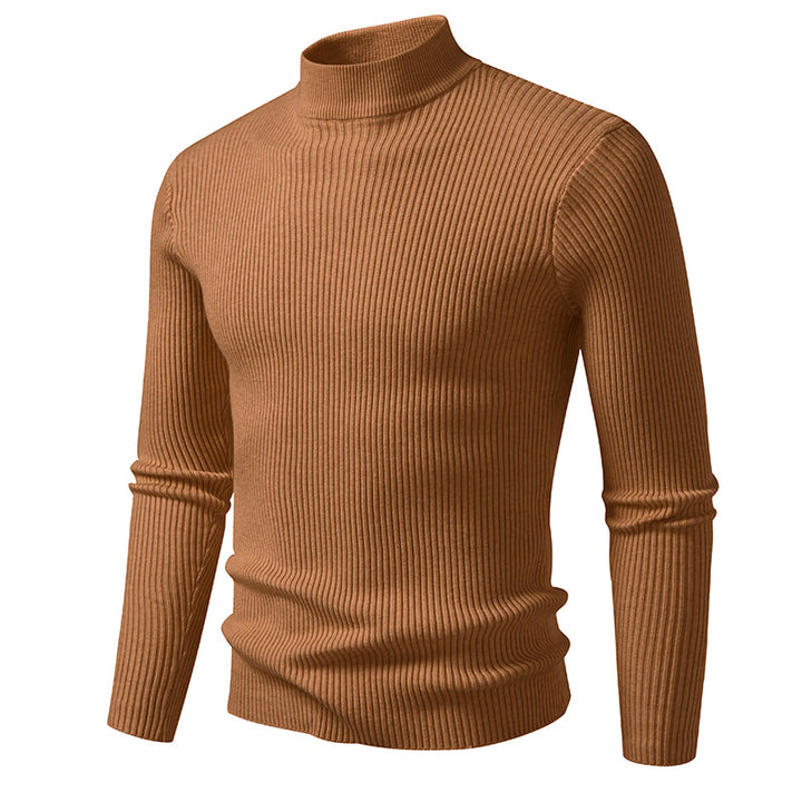 Men's turtleneck sweater made of high-quality stretch wool with ribbed texture Lisslune