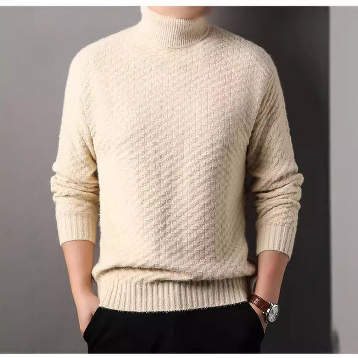 Men's knit sweater with high collar and textured design Lisslune