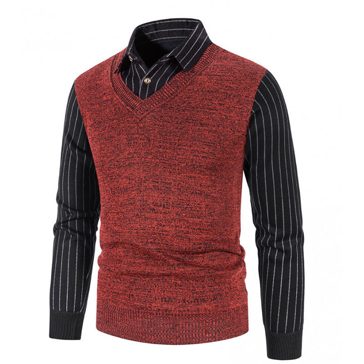 Men's knit pullover with V-neck and contrasting sleeves Lisslune