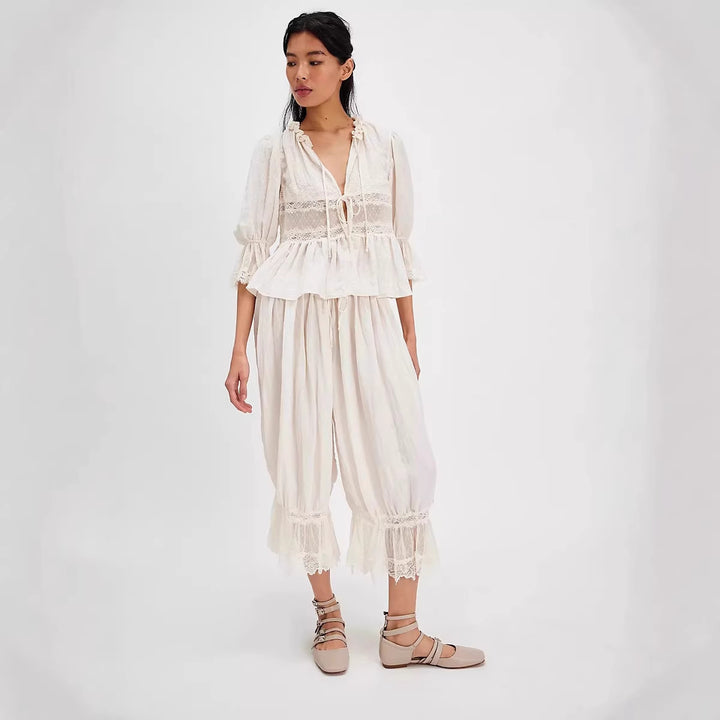 Women's Airy and Elegant Culotte with Lace Trim Lisslune