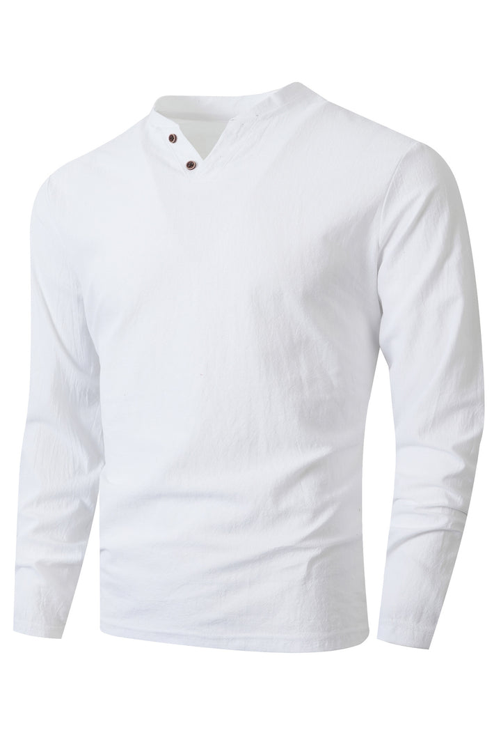 Men's long sleeve shirt with modern stand-up collar and button details Lisslune
