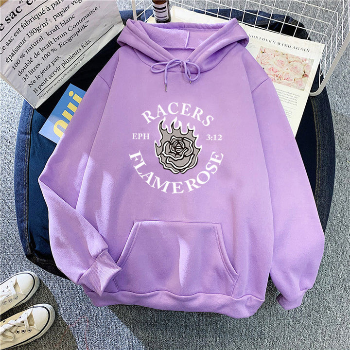 Women's hoodie with creative Flame Rose design Lisslune
