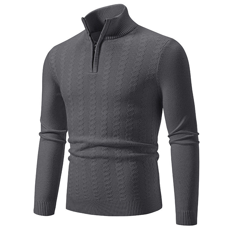 Men's Fashionable Turtleneck Sweater with Elegant Structural Pattern Lisslune