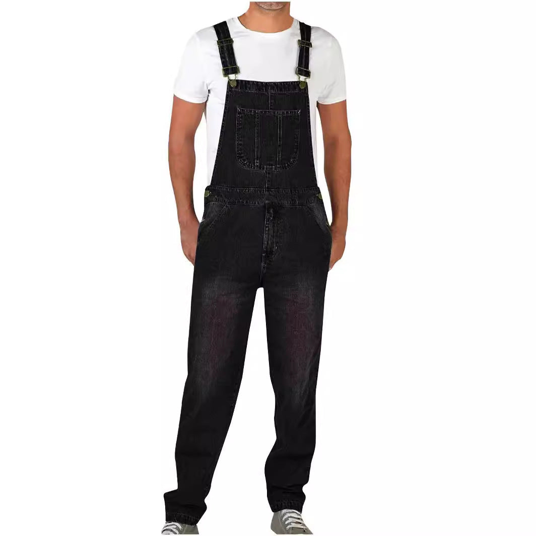 Herren Denim-Latzhose im lässigen Schnitt mit verstellbaren Trägern Lisslune