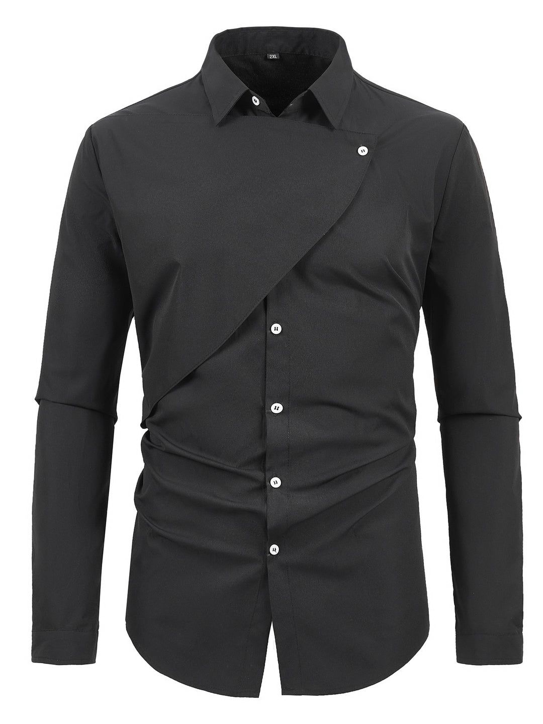 Men's Elegant Short Sleeve Shirt with Asymmetric Design Lisslune