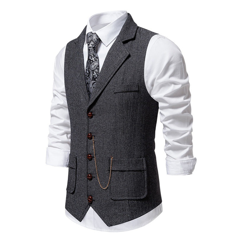 Men's Elegant Waistcoat in Modern Houndstooth Pattern Lisslune
