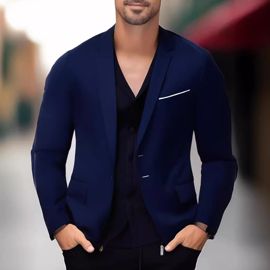 Men's elegant and stylish blazer with contrasting colored lapel Lisslune